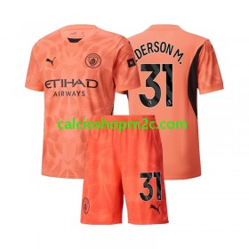 Manchester City Ederson M 31 Portiere Bambino Maglia Trasferta 2024/2025 Manica Corta
